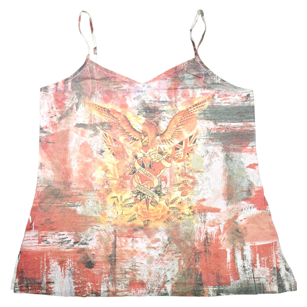 2008 Harley Davidson Cami Tank Top Women's XXL Love Eagle Heart Rose Wild Boar